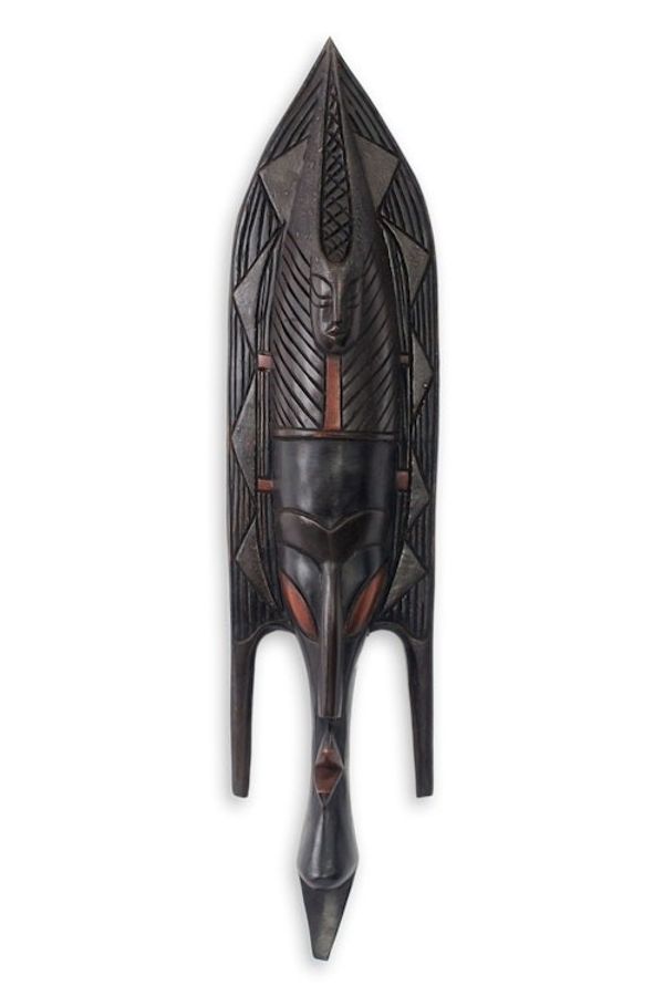 Alternate image for African Wood Wall Mask Original Design Carved by Hand Ga Fish