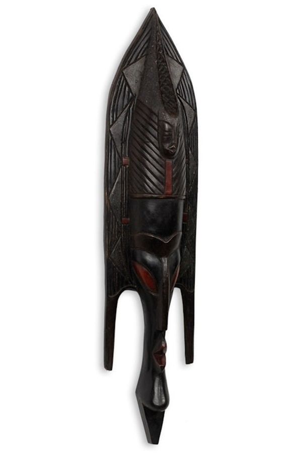 Alternate image for African Wood Wall Mask Original Design Carved by Hand Ga Fish