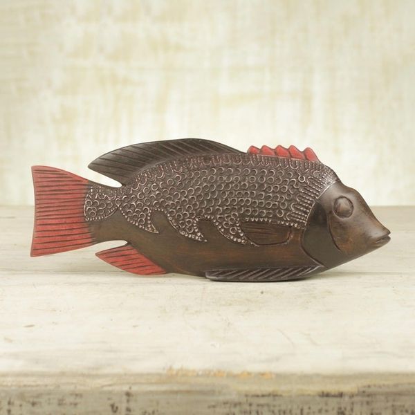 Alternate image for Unique African Wood Sculpture Ga Redfish
