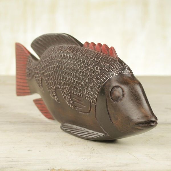 Alternate image for Unique African Wood Sculpture Ga Redfish