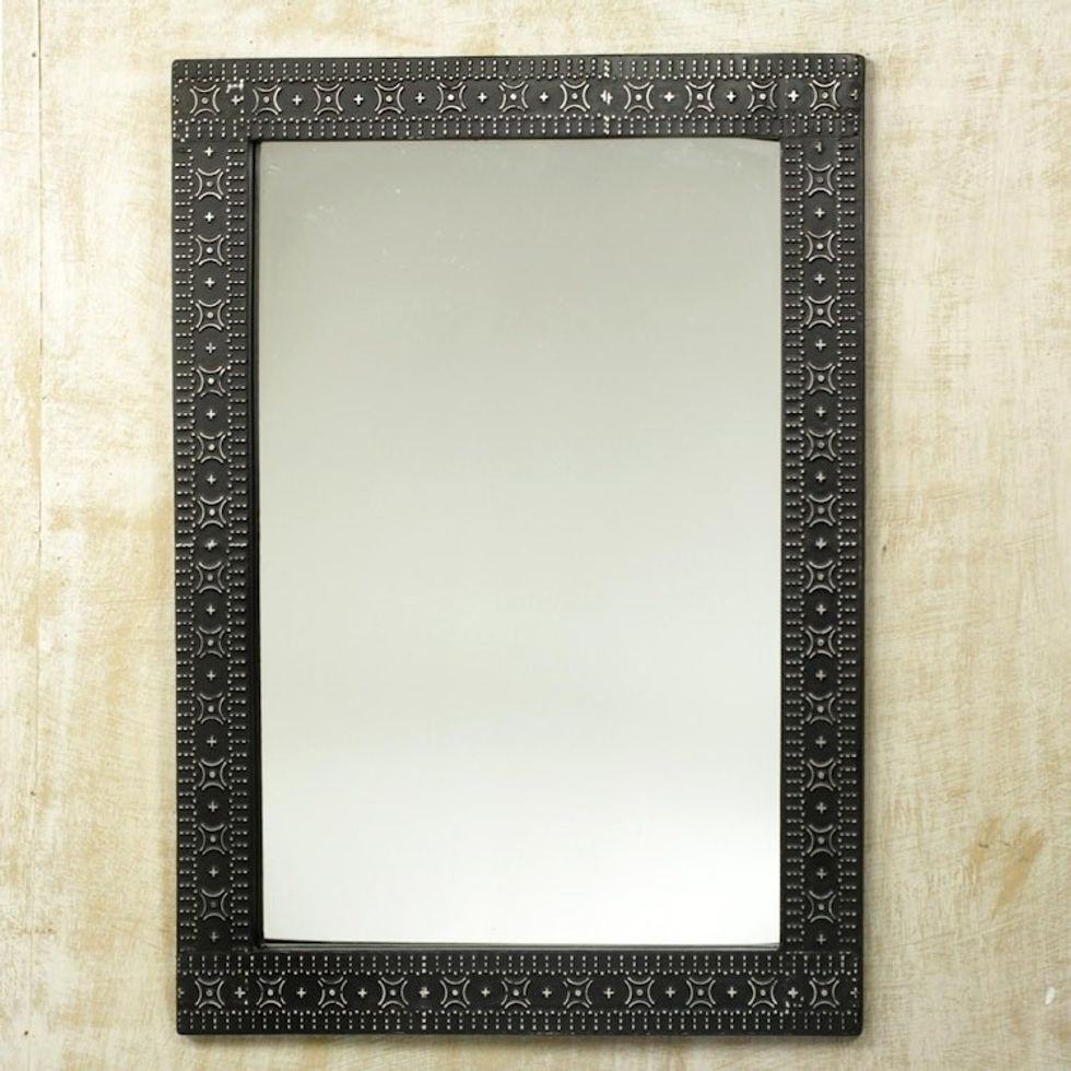 Contemporary Wood and Aluminum Mirror 'African Princess'
