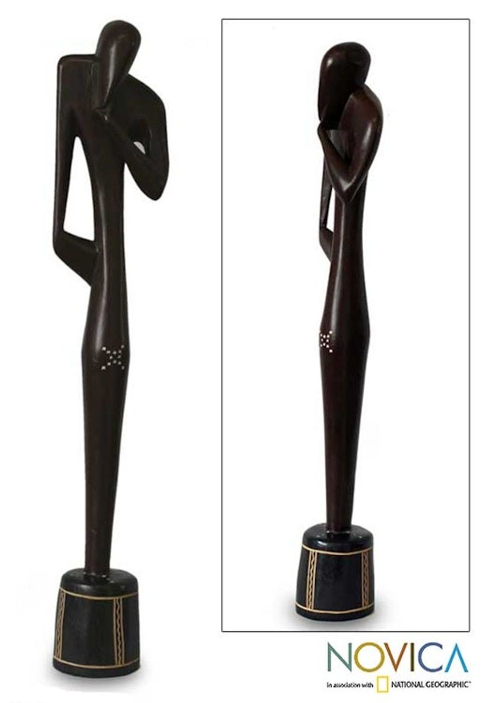 Sese Wood Sculpture 'Thinking Shadow'