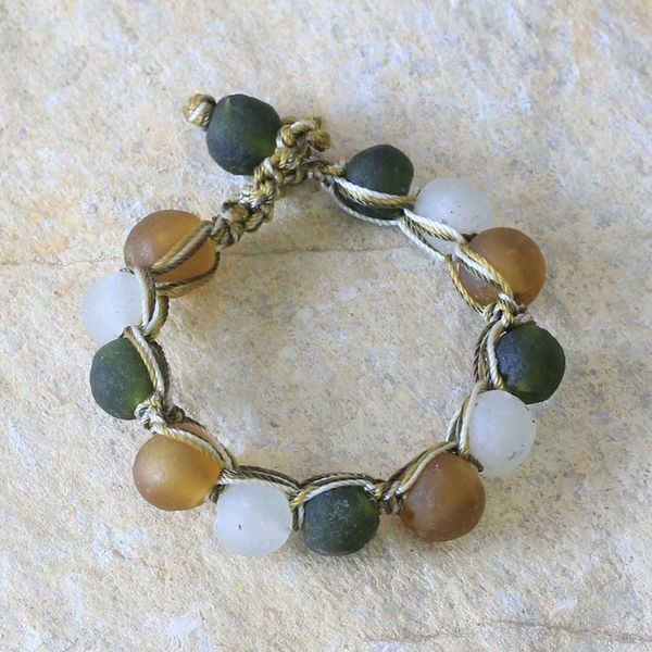Alternate image for Recycled Glass Beaded Bracelet Summer Fields
