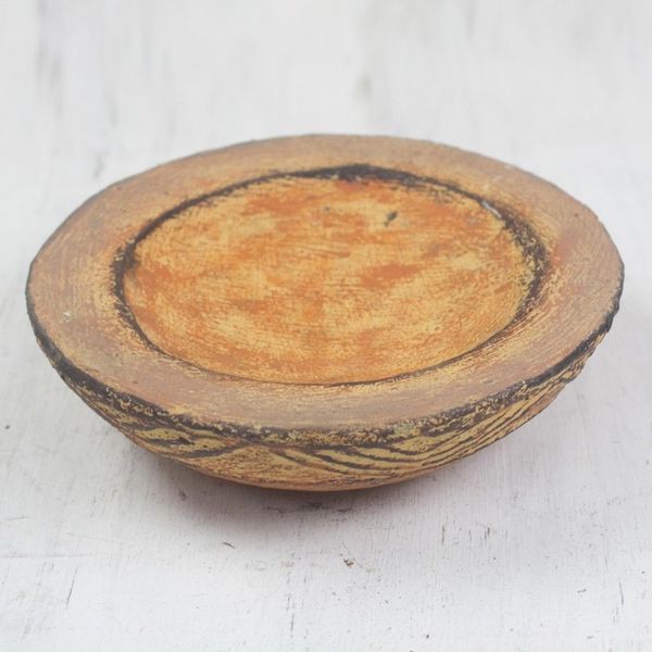 Alternate image for Hand Crafted Aged Ceramic Catchall For Decorative Use Only Brown Ewe Agbah