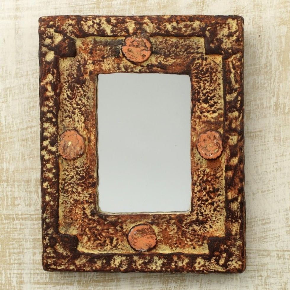 Rustic Wood Mirror 'Hand of the Lord'