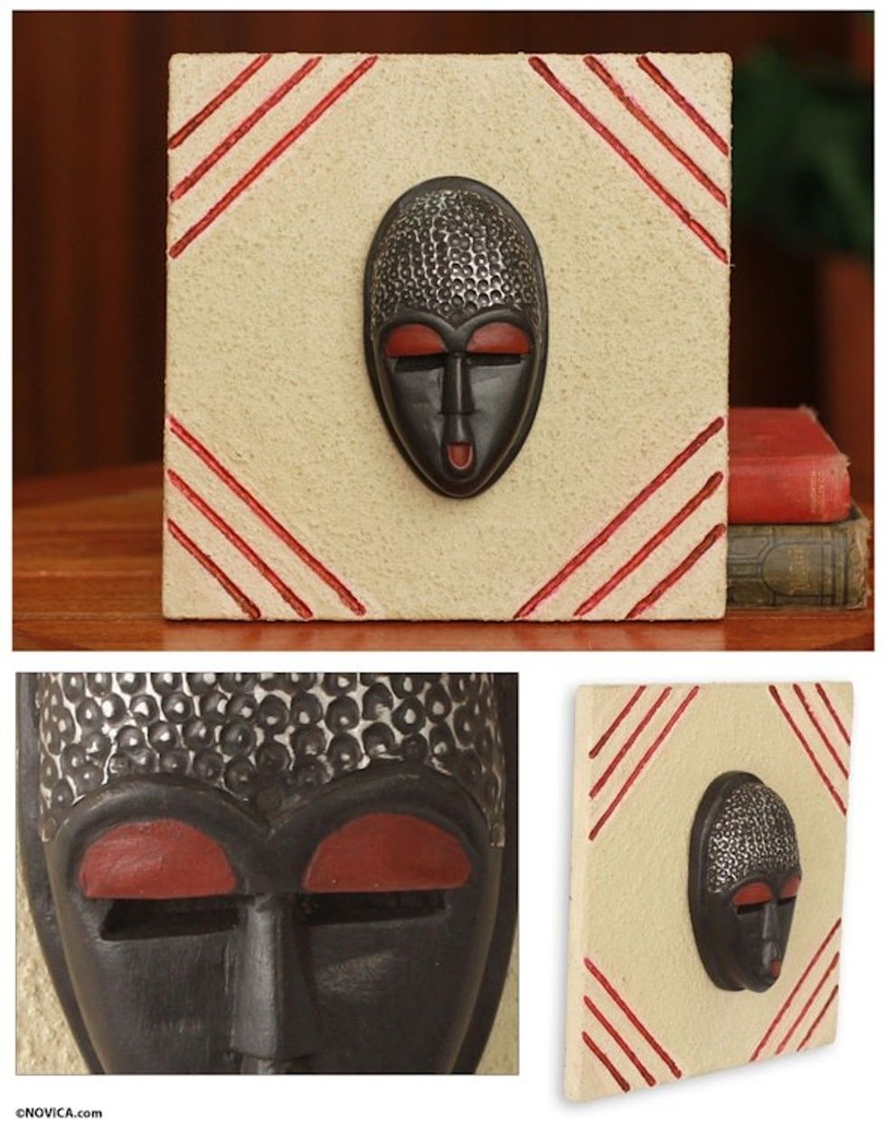 Ashanti Authentic African Mask Placque 'Born on Wednesday'
