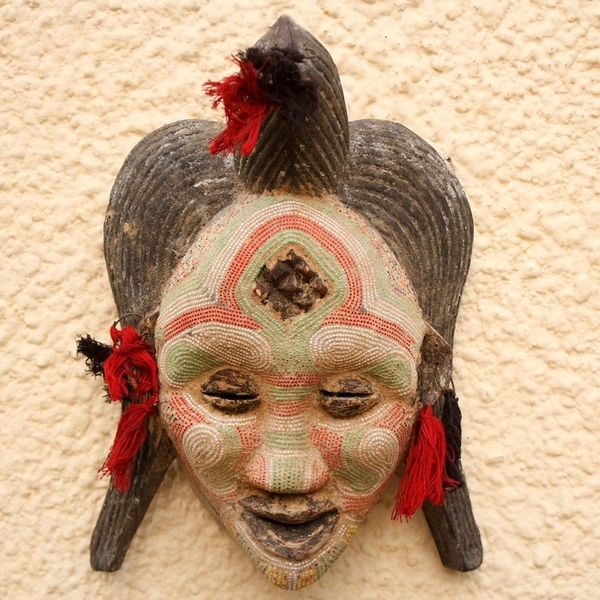 Alternate image for Hand Beaded Congo Zaire Wood Mask River Goddess