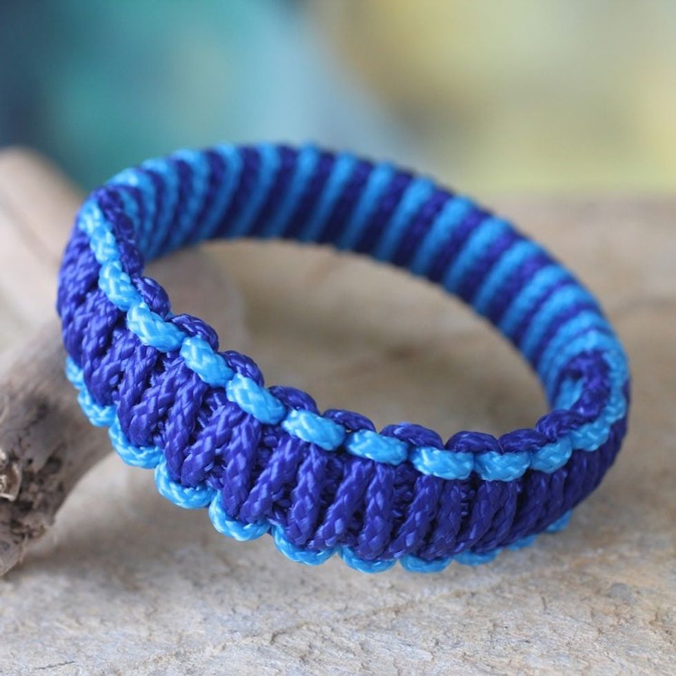 Bangle bracelet 'Queen Amina in Blue Parallel'
