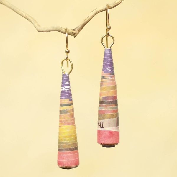 Alternate image for Colorful Paper Recycled Earrings A Story of Flowers