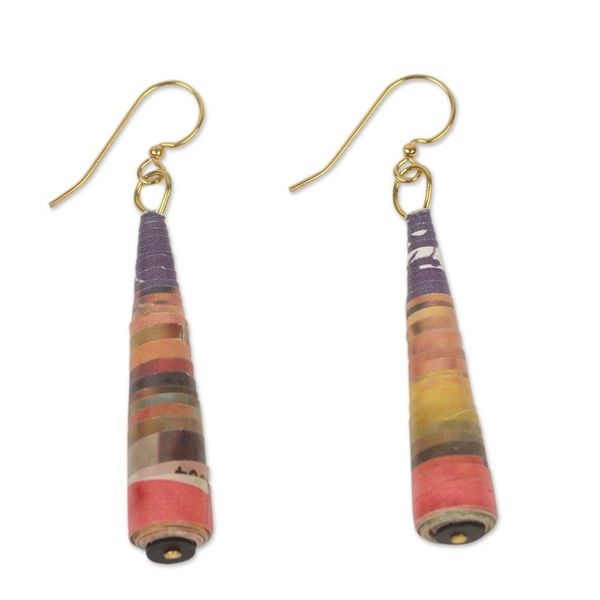 Alternate image for Colorful Paper Recycled Earrings A Story of Flowers