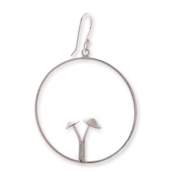 Alternate image for Mushroom-Themed Round Sterling Silver Dangle Earrings Forest Visions