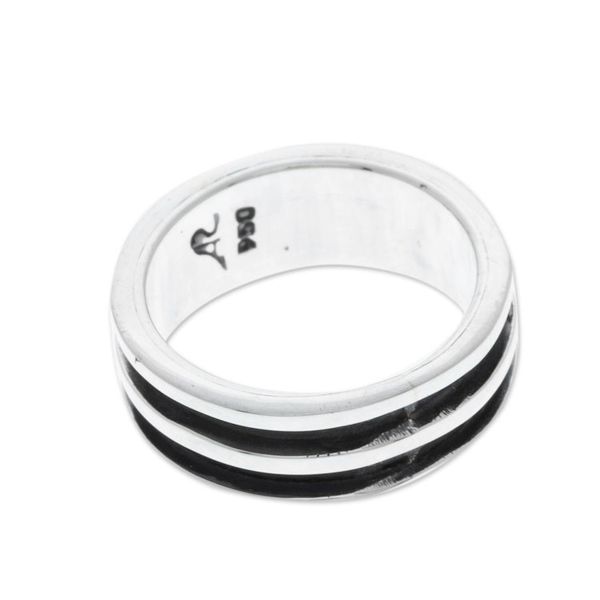 Alternate image for Modern Silver Band Ring in a Combination Finish Minimalist Essence