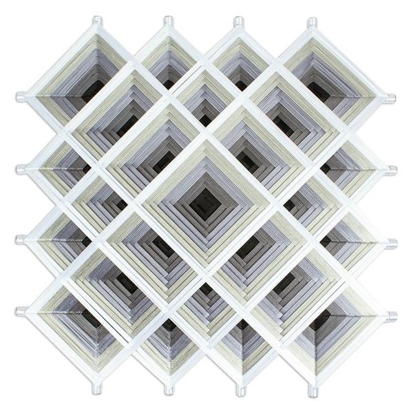 Alternate image for Pine Wood Handwoven Grey Wall Art with Geometric Motifs Grey Divinity