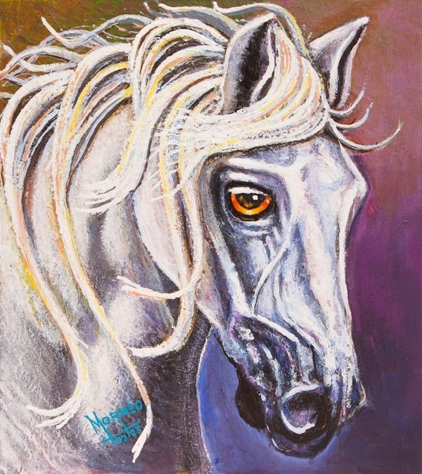 Alternate image for Acrylic on MDF Board Expressionist Painting of a Horse Small Horse