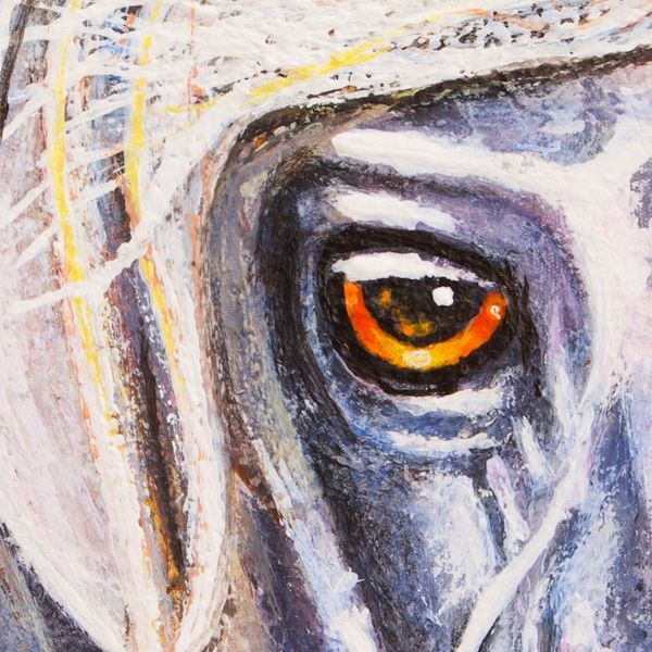 Alternate image for Acrylic on MDF Board Expressionist Painting of a Horse Small Horse