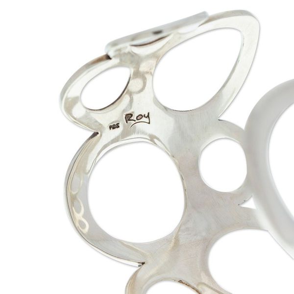 Alternate image for Bubble-Patterned Sterling Silver Cuff Bracelet from Mexico Bubbly Sides