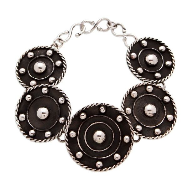 Alternate image for Modern Taxco Sterling Silver Oxidized Link Bracelet Wheels of Style