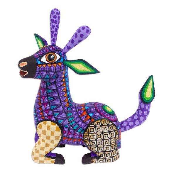 Alternate image for Wood Alebrije Giraffe Figurine Hand-Painted in Mexico Cheerful Giraffe