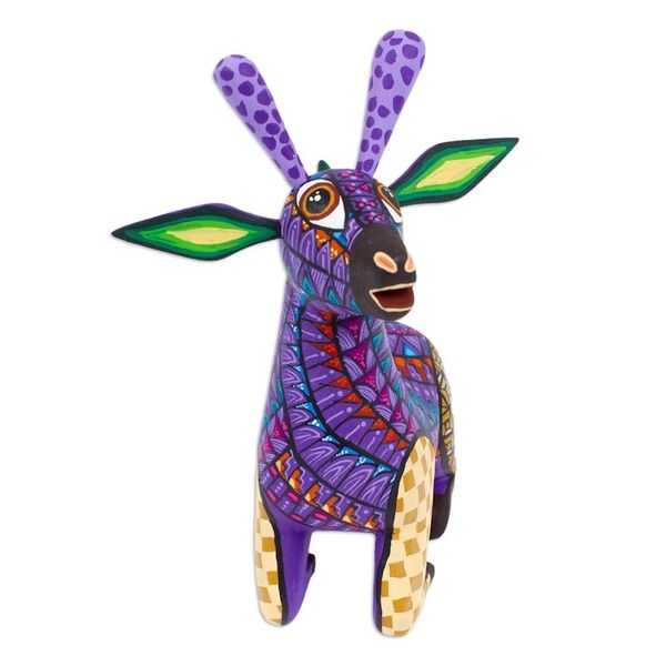 Alternate image for Wood Alebrije Giraffe Figurine Hand-Painted in Mexico Cheerful Giraffe