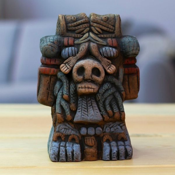 Alternate image for Painted Folk Art Traditional Coatlicue Ceramic Sculpture Coatlicue Spirit