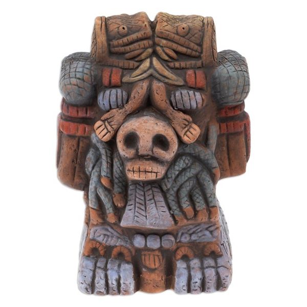 Alternate image for Painted Folk Art Traditional Coatlicue Ceramic Sculpture Coatlicue Spirit
