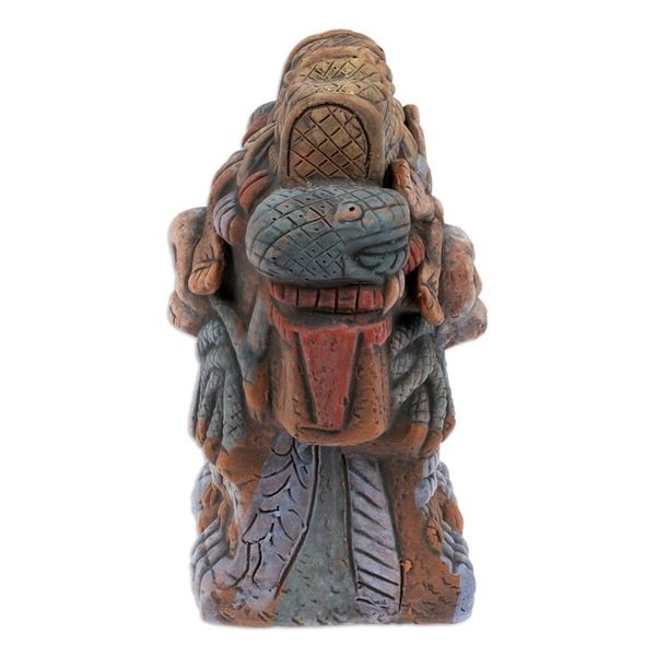 Alternate image for Painted Folk Art Traditional Coatlicue Ceramic Sculpture Coatlicue Spirit