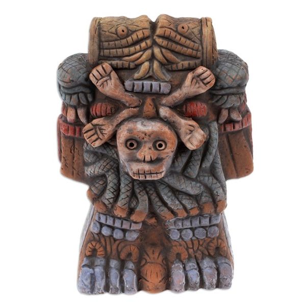 Alternate image for Painted Folk Art Traditional Coatlicue Ceramic Sculpture Coatlicue Spirit