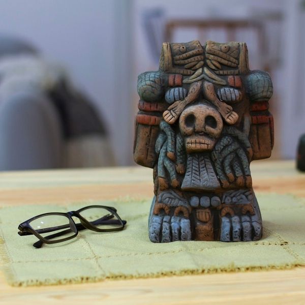 Alternate image for Painted Folk Art Traditional Coatlicue Ceramic Sculpture Coatlicue Spirit