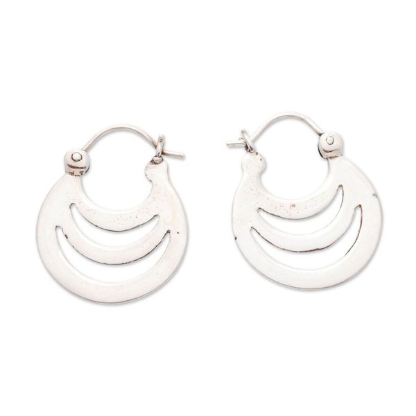 Alternate image for High-Polished Modern Sterling Silver Hoop Earrings Waves of Style