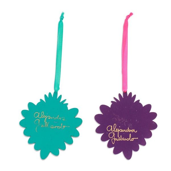 Alternate image for 2 Hand-Painted Heart-Shaped Wood Ornaments with Ribbons Shimmering Heart