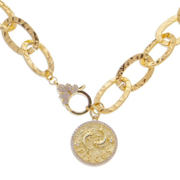 Alternate image for 24k Gold-Plated Cubic Zirconia Pisces Sign Pendant Necklace Pisces Born
