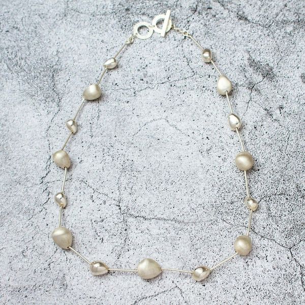 Alternate image for Polished Abstract Sterling Silver Station Necklace Glowing Thoughts