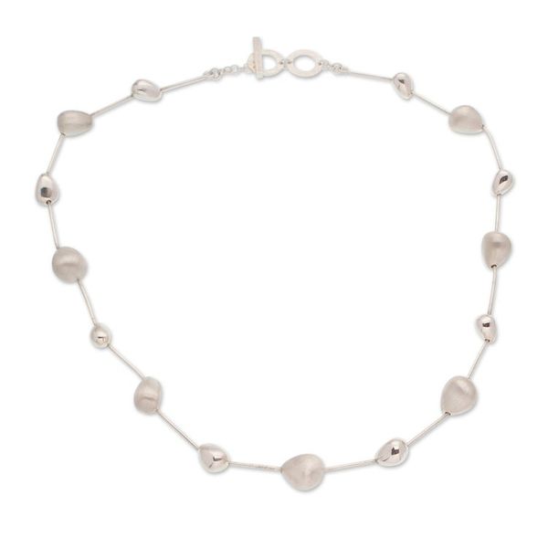 Alternate image for Polished Abstract Sterling Silver Station Necklace Glowing Thoughts