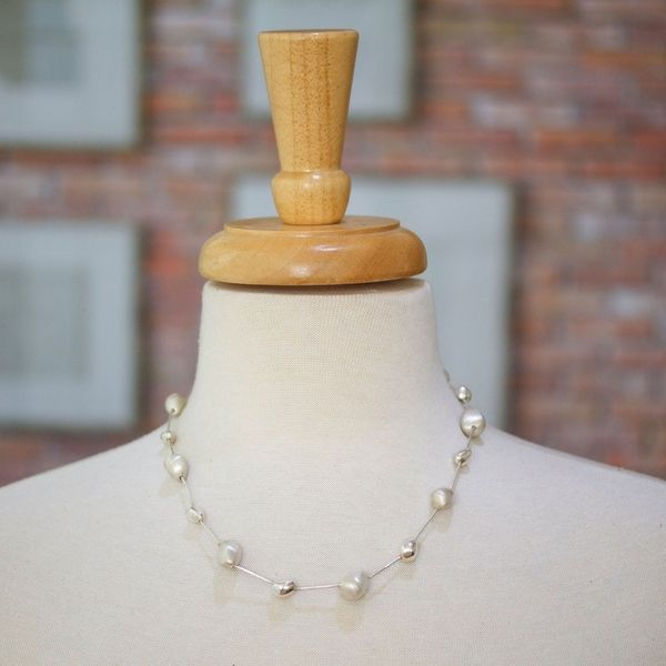 Alternate image for Polished Abstract Sterling Silver Station Necklace Glowing Thoughts