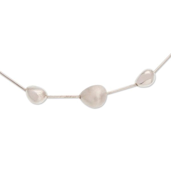 Alternate image for Polished Abstract Sterling Silver Station Necklace Glowing Thoughts