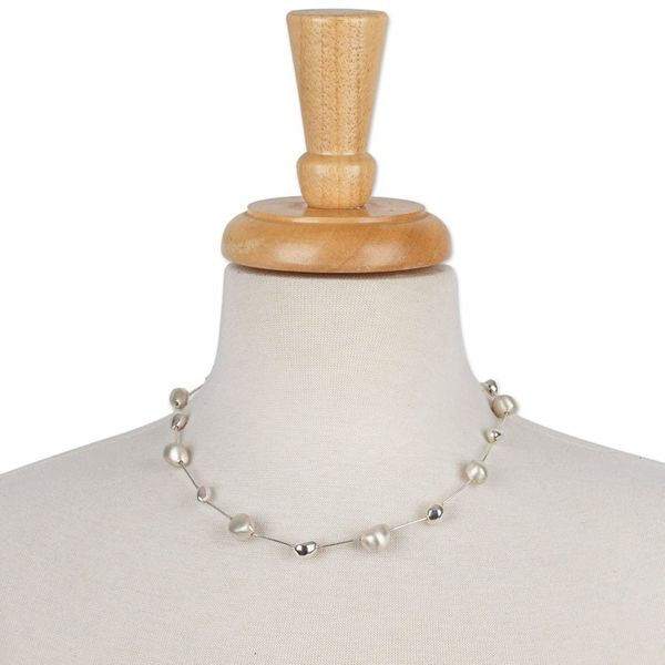 Alternate image for Polished Abstract Sterling Silver Station Necklace Glowing Thoughts