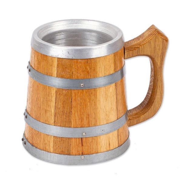 Alternate image for Handcrafted Oak Stave and Stainless Steel Beer Mug Memories from the Inn