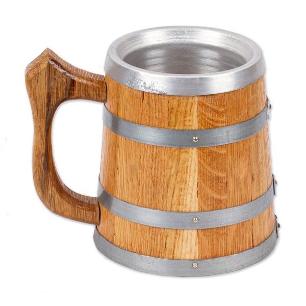 Alternate image for Handcrafted Oak Stave and Stainless Steel Beer Mug Memories from the Inn