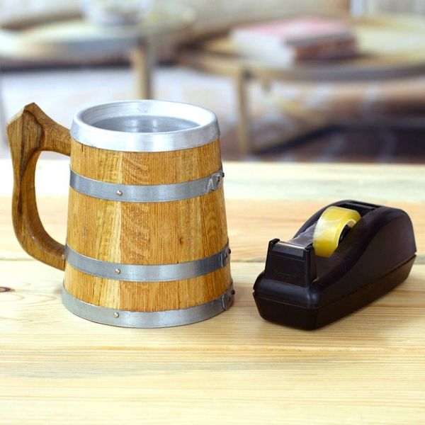 Alternate image for Handcrafted Oak Stave and Stainless Steel Beer Mug Memories from the Inn