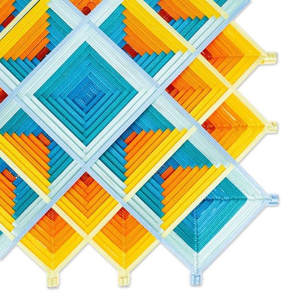 Alternate image for Pine Wood Handwoven Marigold Wall Art with Geometric Motifs Marigold Divinity