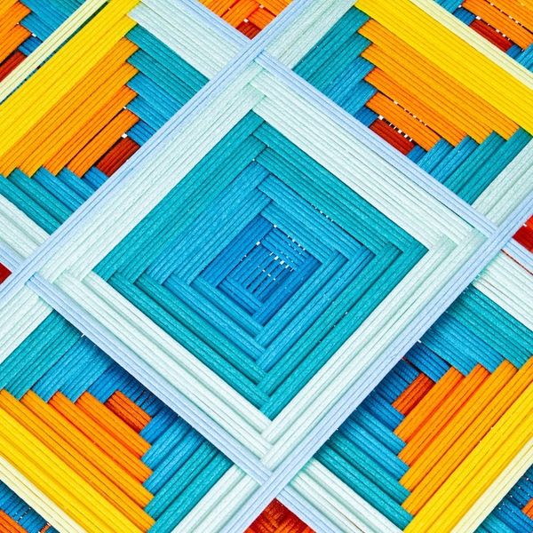 Alternate image for Pine Wood Handwoven Marigold Wall Art with Geometric Motifs Marigold Divinity