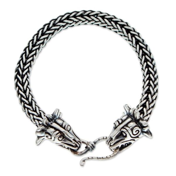 Alternate image for Mens Taxco Sterling Silver Quetzalcoatl God Chain Bracelet Quetzalcoatl God of Life
