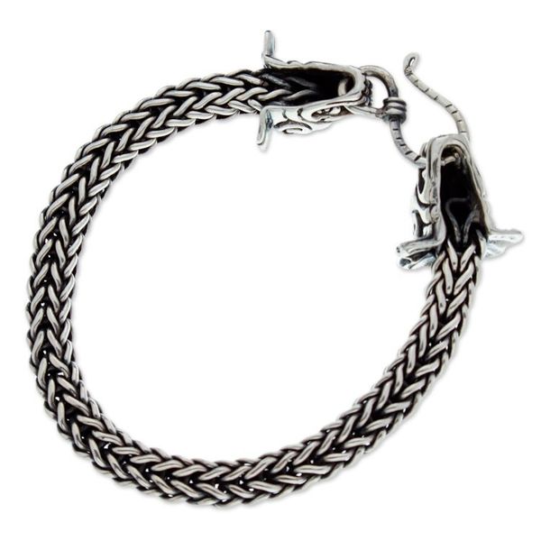 Alternate image for Mens Taxco Sterling Silver Quetzalcoatl God Chain Bracelet Quetzalcoatl God of Life