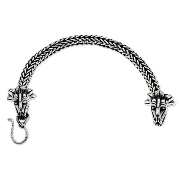 Alternate image for Mens Taxco Sterling Silver Quetzalcoatl God Chain Bracelet Quetzalcoatl God of Life