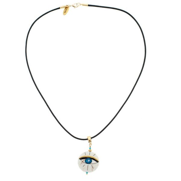 Alternate image for Hand-Painted 14k Gold-Accented Round Pendant Necklace Universal Glance