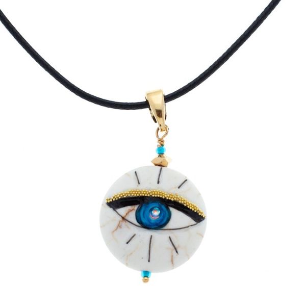 Alternate image for Hand-Painted 14k Gold-Accented Round Pendant Necklace Universal Glance