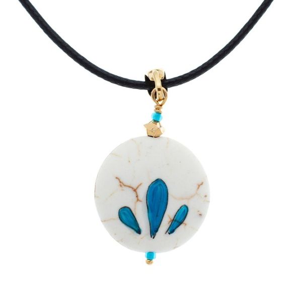 Alternate image for Hand-Painted 14k Gold-Accented Round Pendant Necklace Universal Glance