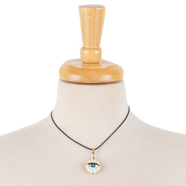 Alternate image for Hand-Painted 14k Gold-Accented Round Pendant Necklace Universal Glance