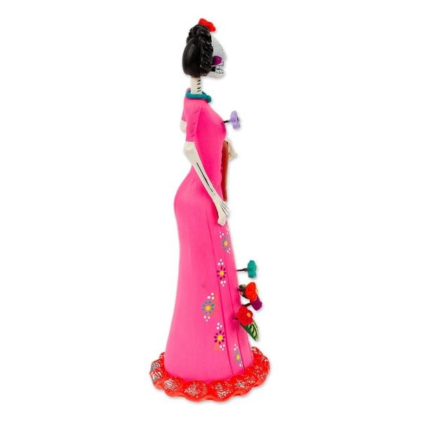 Alternate image for Hand-Painted Catrina Plate Ceramic Sculpture from Mexico Delightful Catrina