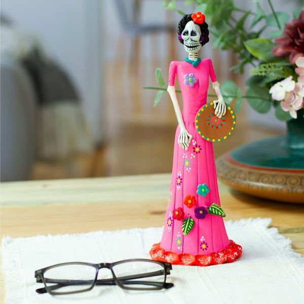 Alternate image for Hand-Painted Catrina Plate Ceramic Sculpture from Mexico Delightful Catrina